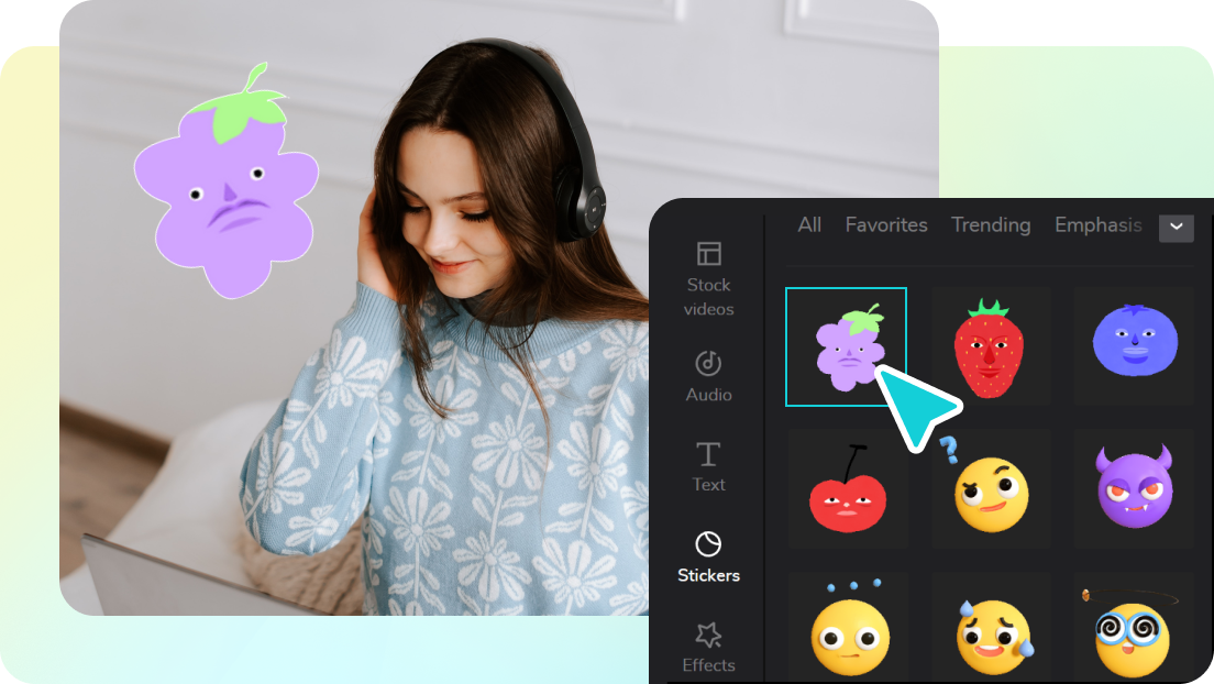Add text, stickers, effects, and drawings for free